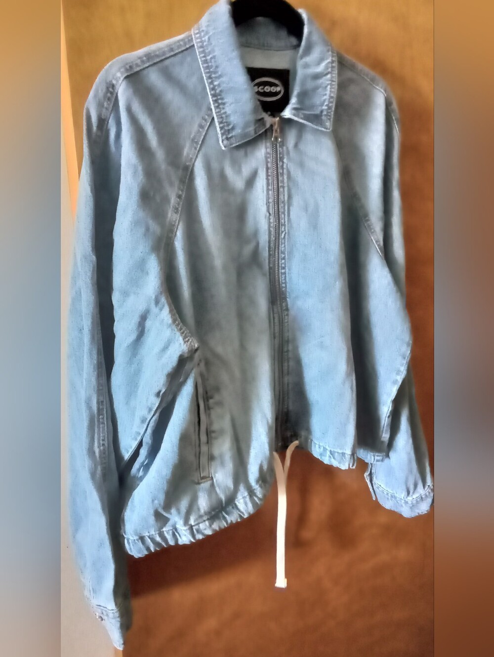 Scoop NYC Pale Blue Zip-Front Denim Jacket